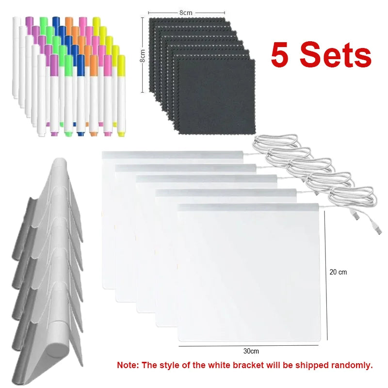 Light Up Acrylic Message Board Rewritable DIY Children's Glowing Drawing Board Message Lamp With 7 Colorful Pens