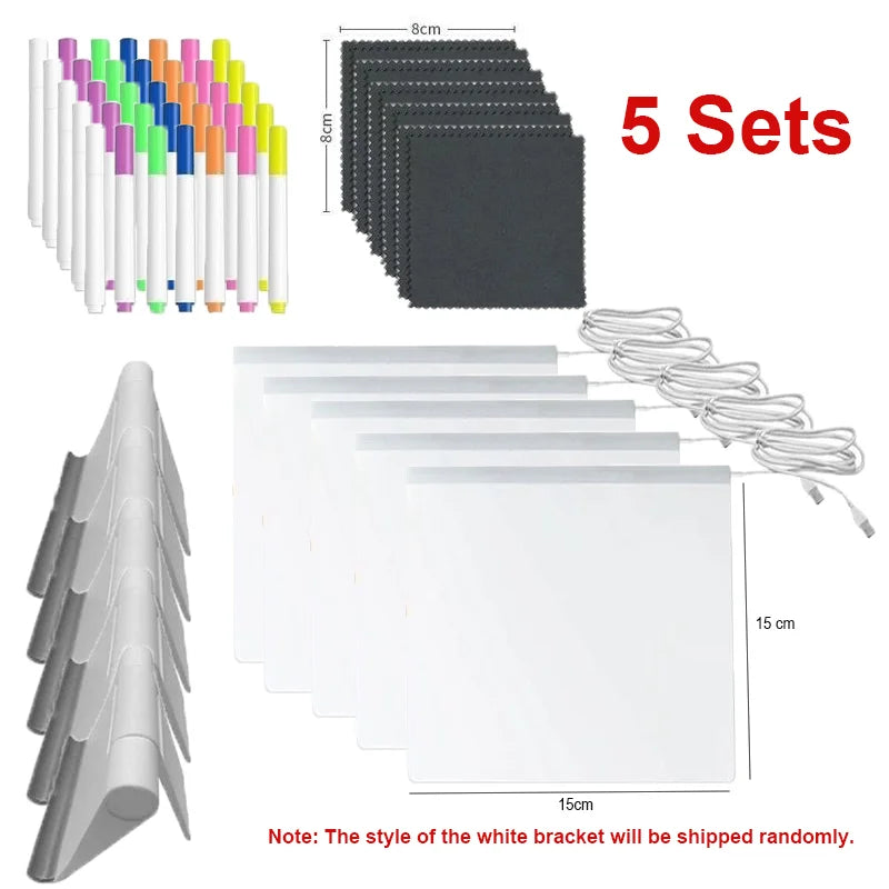 Light Up Acrylic Message Board Rewritable DIY Children's Glowing Drawing Board Message Lamp With 7 Colorful Pens